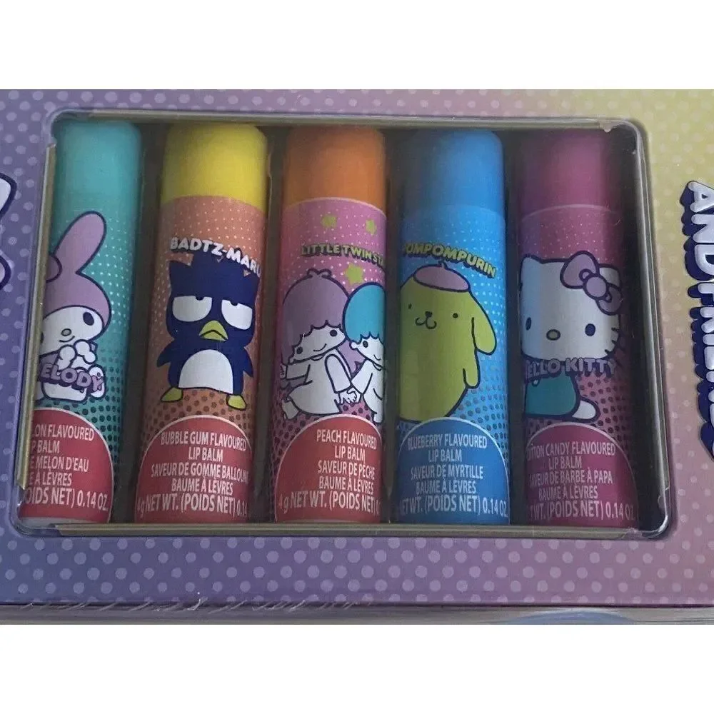 5 Pack Sanrio Hello Kitty and Friends Flavored Lip Balm‎ & Tin Set Plant Based
